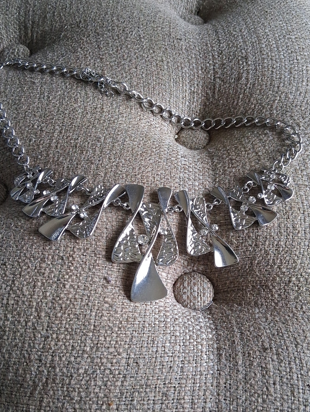 Silver Statement Crystal Link Necklace - Women Jewelry